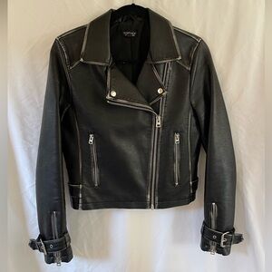 Topshop Faux Leather Biker Jacket
